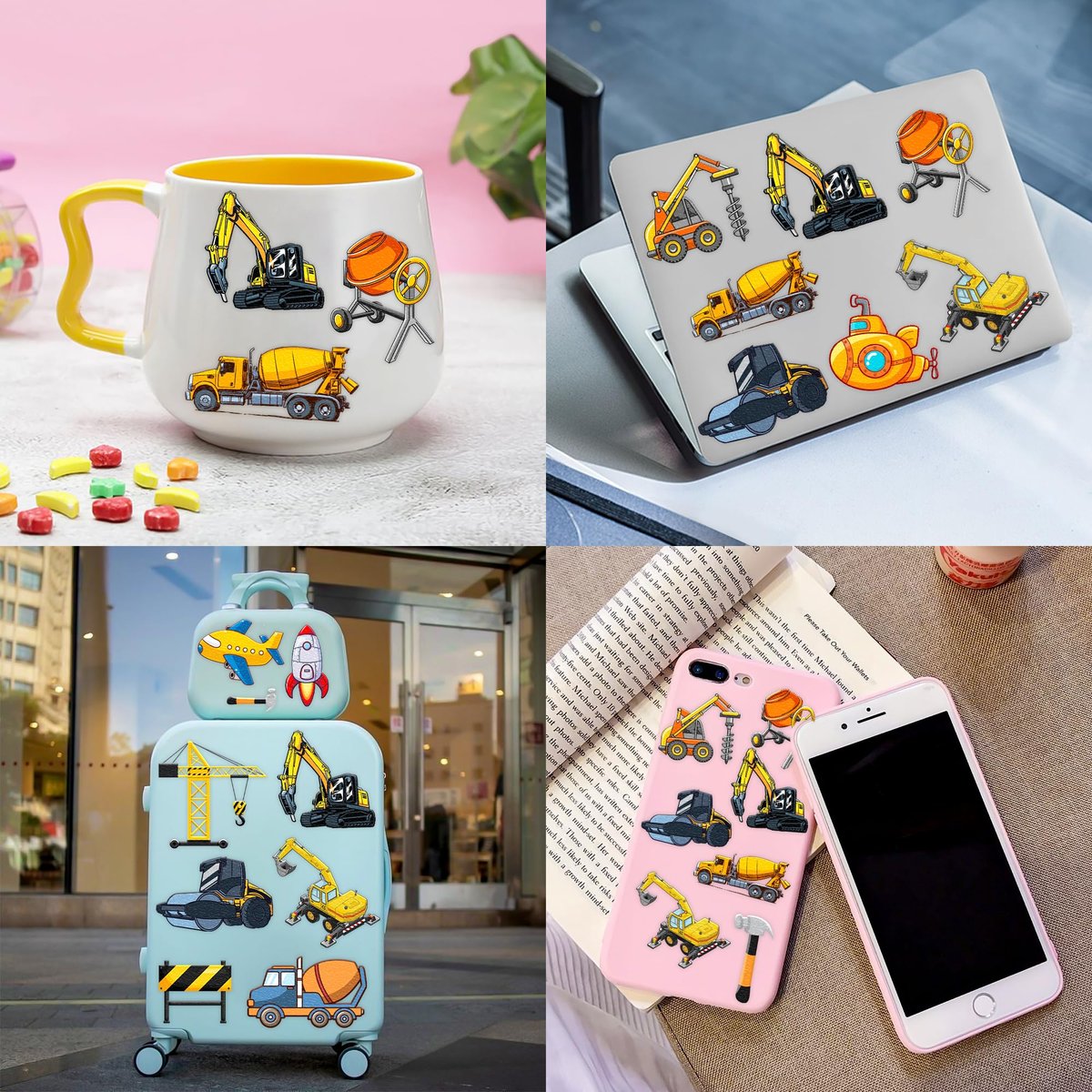 Construction Temporary Tattoos for Kids - 96PCS Vehicle Excavator Bulldozer Stickers Party Favors, Birthday Supplies, Classroom Prizes - görsel 17