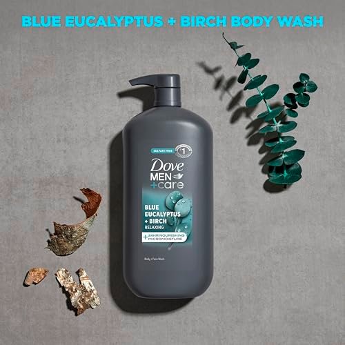 DOVE MEN + CARE Relaxing Blue Eucalyptus & Birch Body and Face Wash, 30 oz – 24-Hour Nourishing Micromoisture Technology - görsel 6