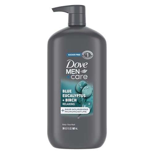 DOVE MEN + CARE Relaxing Blue Eucalyptus & Birch Body and Face Wash, 30 oz – 24-Hour Nourishing Micromoisture Technology - görsel 2