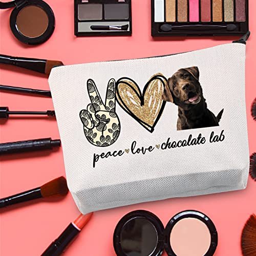 LEVLO Cosmetic Makeup Bag - Peace Chocolate Lab Canvas Zipper Pouch for Dog Lovers - görsel 10