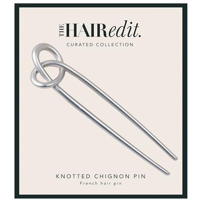 The Hair Edit Knotted Chignon French Hair Pin – Elegant Soft Silver Metal Hair Accessory for Buns, French Twists & Updos, Lightweight Pin for Effortless Everyday Style Avelisse
