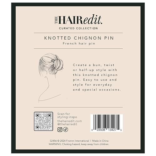 The Hair Edit Knotted Chignon French Hair Pin – Elegant Soft Silver Metal Hair Accessory for Buns, French Twists & Updos, Lightweight Pin for Effortless Everyday Style Avelisse