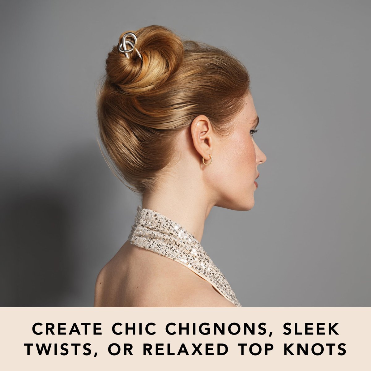 The Hair Edit Knotted Chignon French Hair Pin – Elegant Soft Silver Metal Hair Accessory for Buns, French Twists & Updos, Lightweight Pin for Effortless Everyday Style Avelisse