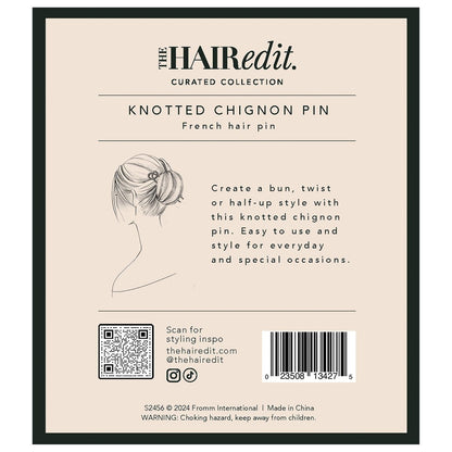 The Hair Edit Knotted Chignon French Hair Pin – Elegant Soft Silver Metal Hair Accessory for Buns, French Twists & Updos, Lightweight Pin for Effortless Everyday Style Avelisse
