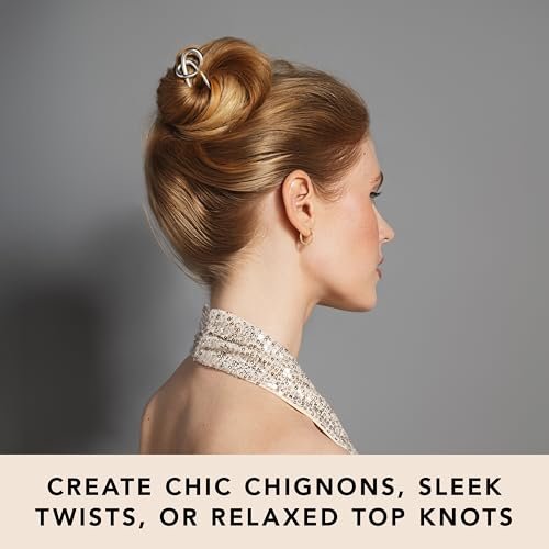 The Hair Edit Knotted Chignon French Hair Pin – Elegant Soft Silver Metal Hair Accessory for Buns, French Twists & Updos, Lightweight Pin for Effortless Everyday Style Avelisse