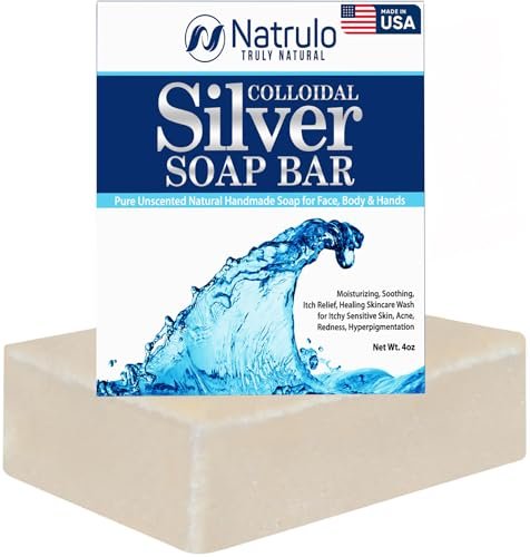 Natrulo Colloidal Silver Soap Bar – Unscented 4oz Handmade Natural Cleanser for Face, Body & Hands, Moisturizing Itch Relief Wash for Sensitive Skin, Acne, Hyperpigmentation - görsel 2