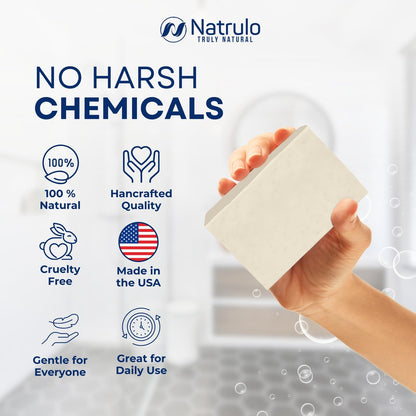 Natrulo Colloidal Silver Soap Bar – Unscented 4oz Handmade Natural Cleanser for Face, Body & Hands, Moisturizing Itch Relief Wash for Sensitive Skin, Acne, Hyperpigmentation