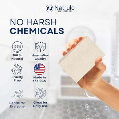 Natrulo Colloidal Silver Soap Bar – Unscented 4oz Handmade Natural Cleanser for Face, Body & Hands, Moisturizing Itch Relief Wash for Sensitive Skin, Acne, Hyperpigmentation