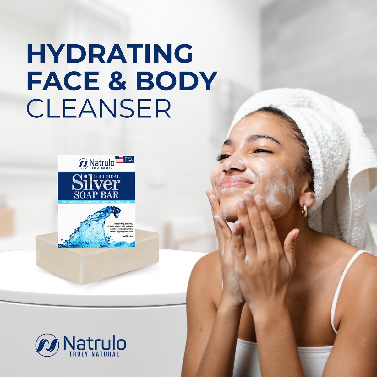 Natrulo Colloidal Silver Soap Bar – Unscented 4oz Handmade Natural Cleanser for Face, Body & Hands, Moisturizing Itch Relief Wash for Sensitive Skin, Acne, Hyperpigmentation - görsel 13