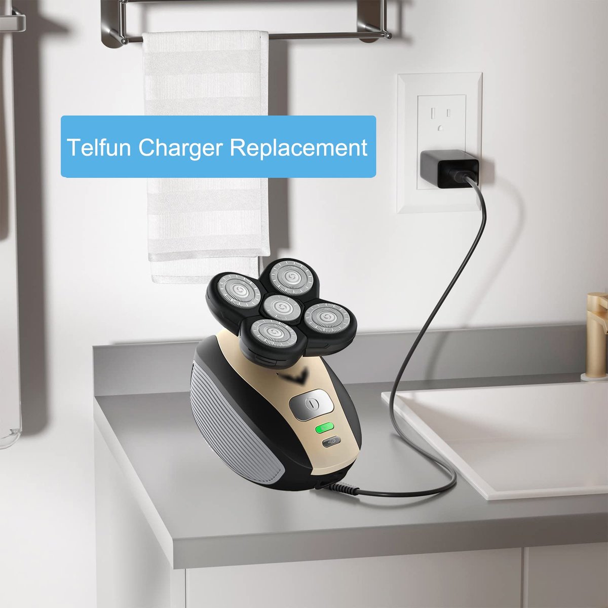 vhbw 5V Power Cord Replacement for Freebird FlexSeries, Telfun, Roziapro, vsmooth, Roziaplus Electric Head & Body Hair Shaver Charger Avelisse