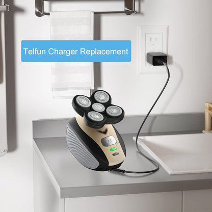 vhbw 5V Power Cord Replacement for Freebird FlexSeries, Telfun, Roziapro, vsmooth, Roziaplus Electric Head & Body Hair Shaver Charger Avelisse