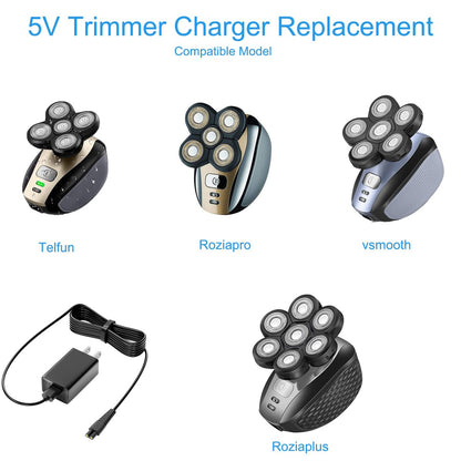 vhbw 5V Power Cord Replacement for Freebird FlexSeries, Telfun, Roziapro, vsmooth, Roziaplus Electric Head & Body Hair Shaver Charger Avelisse