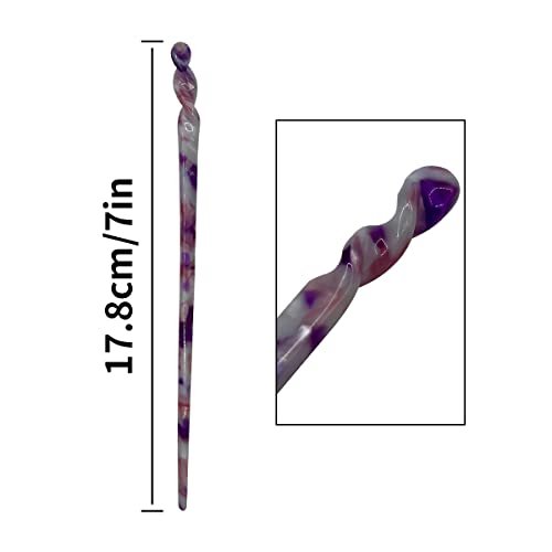 6 Acetate Hair Sticks - Retro Leopard & Tortoiseshell Print Hairpins for Women, Chinese Hairstyle Accessories - görsel 10