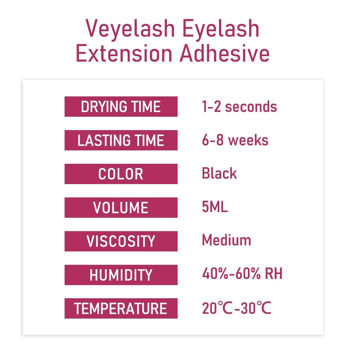 VEYES INC Lash Glue 5 ML – 1-2 Sec Drying Time, 8 Weeks Bonding Black Eyelash Extension Adhesive Avelisse
