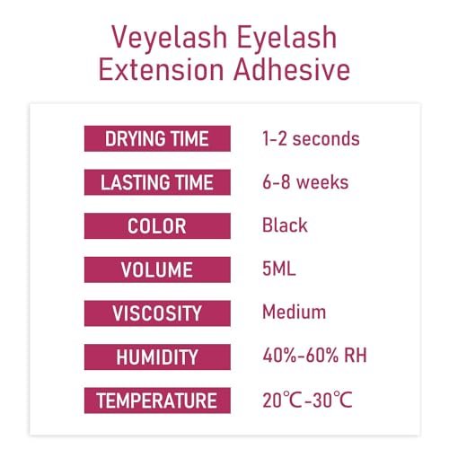 VEYES INC Lash Glue 5 ML – 1-2 Sec Drying Time, 8 Weeks Bonding Black Eyelash Extension Adhesive Avelisse