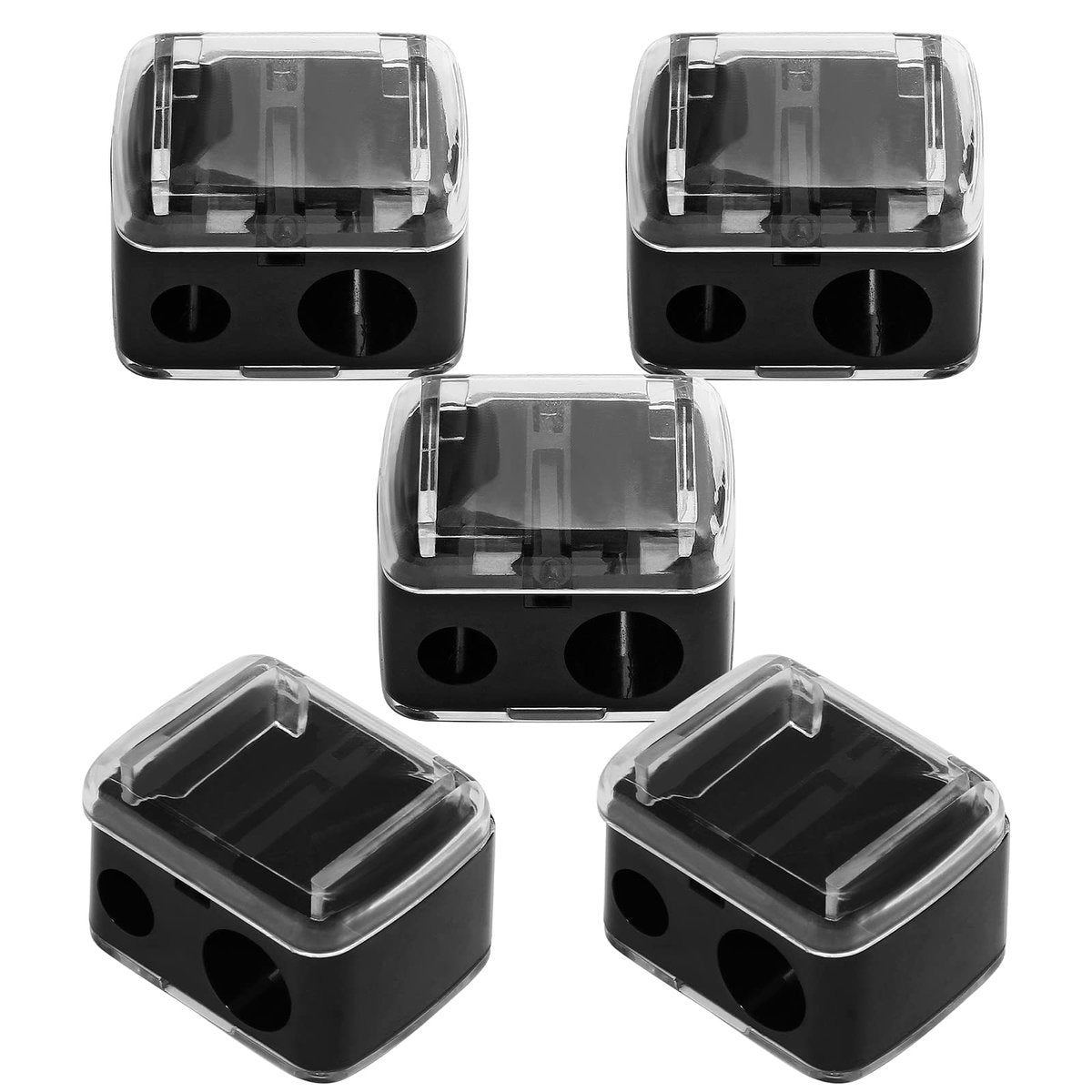 BokWin 5-Pack Cosmetic Pencil Sharpener, Dual Holes Makeup Pencil Sharpener for Eyeliner and Lipliner Pencils, Black Carbon Steel Avelisse
