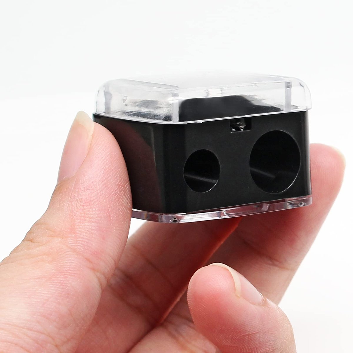 BokWin 5-Pack Cosmetic Pencil Sharpener, Dual Holes Makeup Pencil Sharpener for Eyeliner and Lipliner Pencils, Black Carbon Steel Avelisse