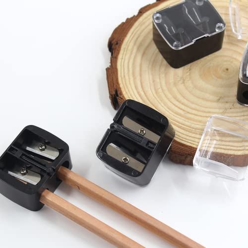 BokWin 5-Pack Cosmetic Pencil Sharpener, Dual Holes Makeup Pencil Sharpener for Eyeliner and Lipliner Pencils, Black Carbon Steel Avelisse