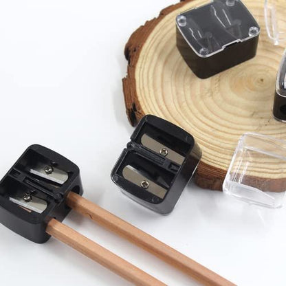 BokWin 5-Pack Cosmetic Pencil Sharpener, Dual Holes Makeup Pencil Sharpener for Eyeliner and Lipliner Pencils, Black Carbon Steel Avelisse