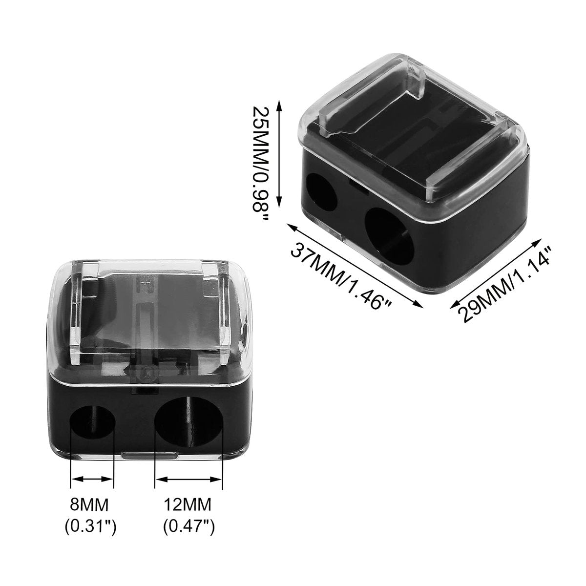 BokWin 5-Pack Cosmetic Pencil Sharpener, Dual Holes Makeup Pencil Sharpener for Eyeliner and Lipliner Pencils, Black Carbon Steel Avelisse