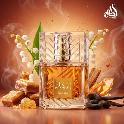 Lattafa Khamrah Eau de Parfum – Vanilla, Warm Spicy, Amber, Cinnamon | Long-Lasting Unisex Fragrance, 3.4 oz (100 ml)