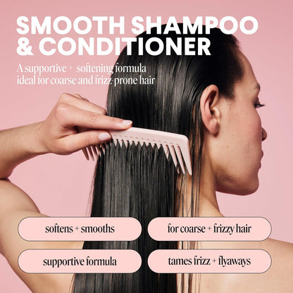 MONDAY HAIRCARE Smooth Shampoo + Conditioner Set for Frizzy, Coarse & Curly Hair | 12 oz Each | Coconut Oil, Shea Butter & Vitamin E | 100% Recyclable Bottles