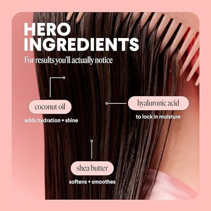 MONDAY HAIRCARE Moisture Shampoo & Conditioner Set for Dry, Frizzy Hair – Coconut Oil, Rice Protein, Shea Butter & Vitamin E – 12 fl oz Each (Pack of 2) Avelisse