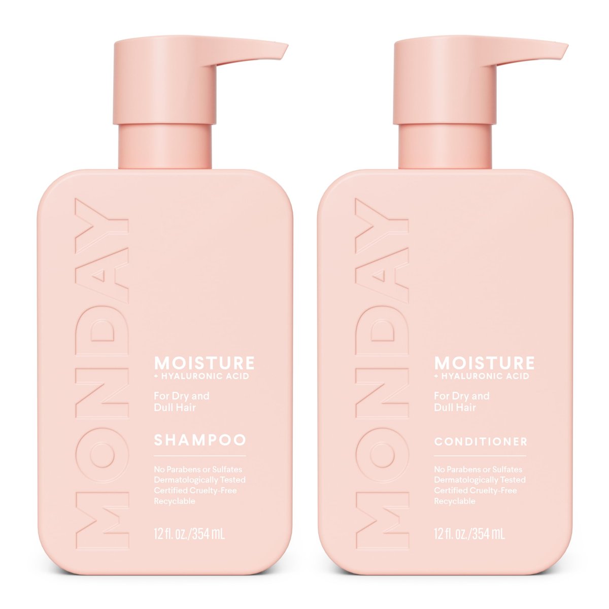 MONDAY HAIRCARE Moisture Shampoo & Conditioner Set for Dry, Frizzy Hair – Coconut Oil, Rice Protein, Shea Butter & Vitamin E – 12 fl oz Each (Pack of 2) Avelisse