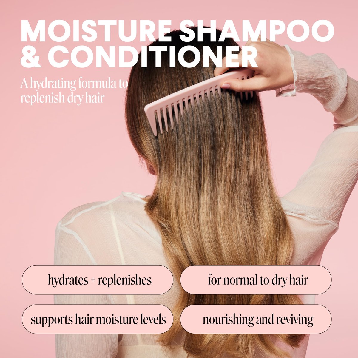 MONDAY HAIRCARE Moisture Shampoo & Conditioner Set for Dry, Frizzy Hair – Coconut Oil, Rice Protein, Shea Butter & Vitamin E – 12 fl oz Each (Pack of 2) Avelisse