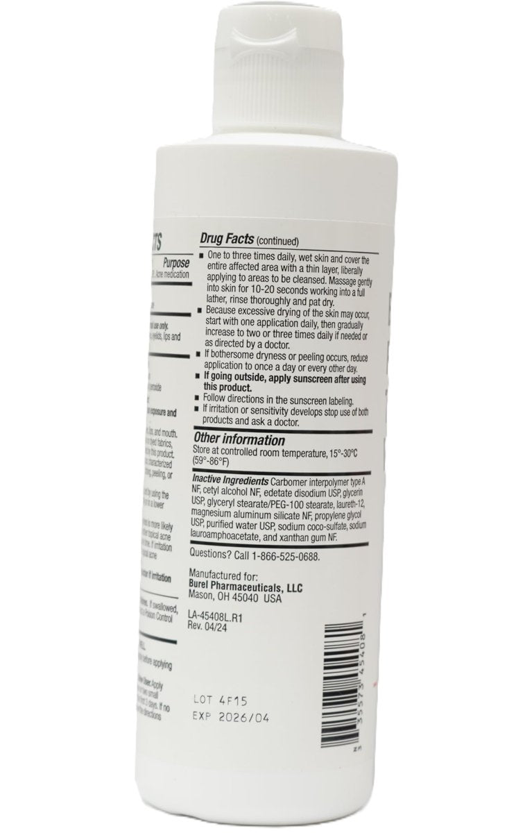 Burelpharma Benzoyl Peroxide Topical Wash 10% - 8 oz, Effective Body Acne Treatment Avelisse