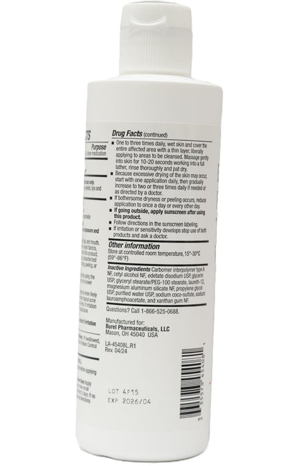 Burelpharma Benzoyl Peroxide Topical Wash 10% - 8 oz, Effective Body Acne Treatment Avelisse