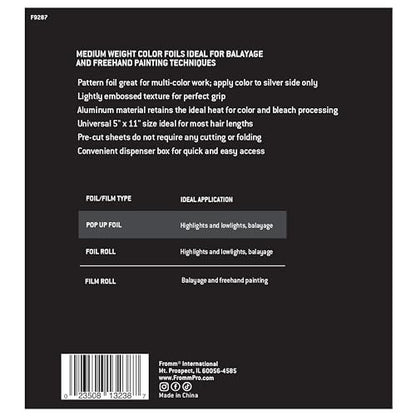 Fromm Pop Up Hair Foils - Zebra Print Pattern, Precut 5" x 11", 500 Sheets for Highlighting & Coloring, Lightweight Aluminum Foil for Salon & Home Use Avelisse