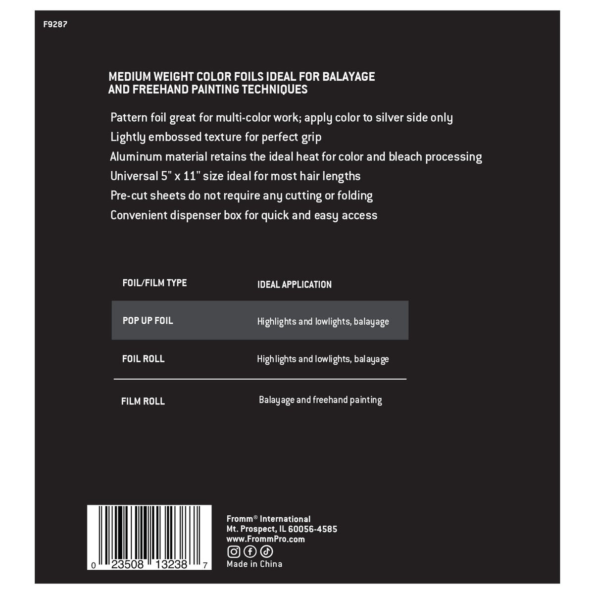 Fromm Pop Up Hair Foils - Zebra Print Pattern, Precut 5" x 11", 500 Sheets for Highlighting & Coloring, Lightweight Aluminum Foil for Salon & Home Use Avelisse