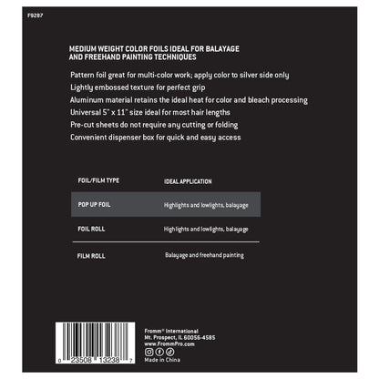 Fromm Pop Up Hair Foils - Zebra Print Pattern, Precut 5" x 11", 500 Sheets for Highlighting & Coloring, Lightweight Aluminum Foil for Salon & Home Use Avelisse