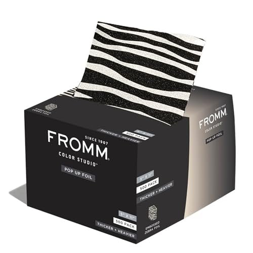 Fromm Pop Up Hair Foils - Zebra Print Pattern, Precut 5" x 11", 500 Sheets for Highlighting & Coloring, Lightweight Aluminum Foil for Salon & Home Use Avelisse