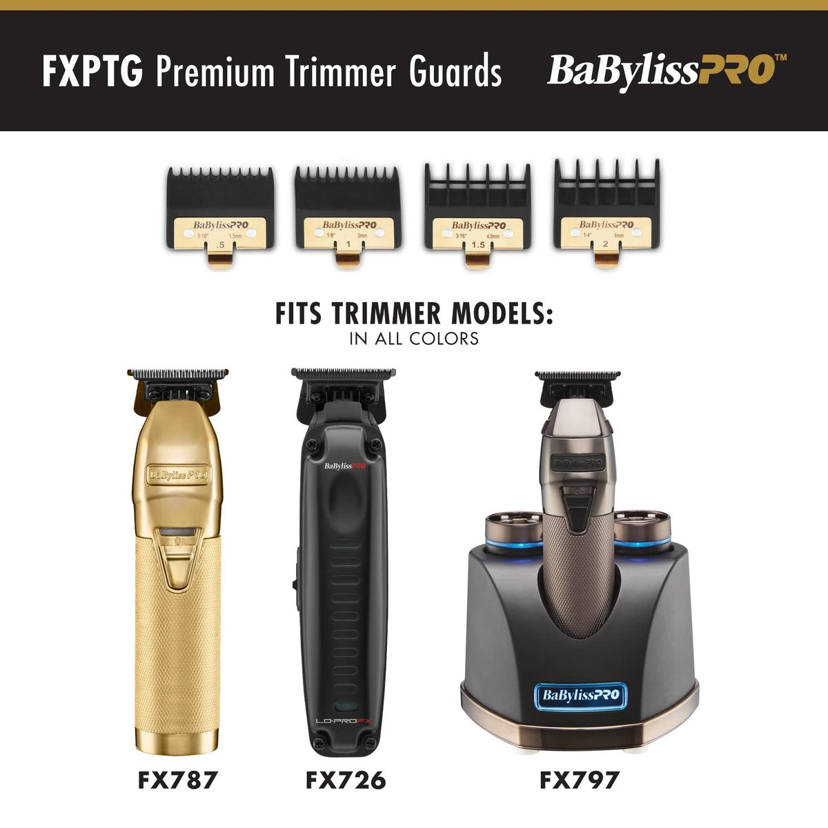 BaBylissPRO Premium Trimmer Guards for FX797, FX787, FX726 – Black Avelisse
