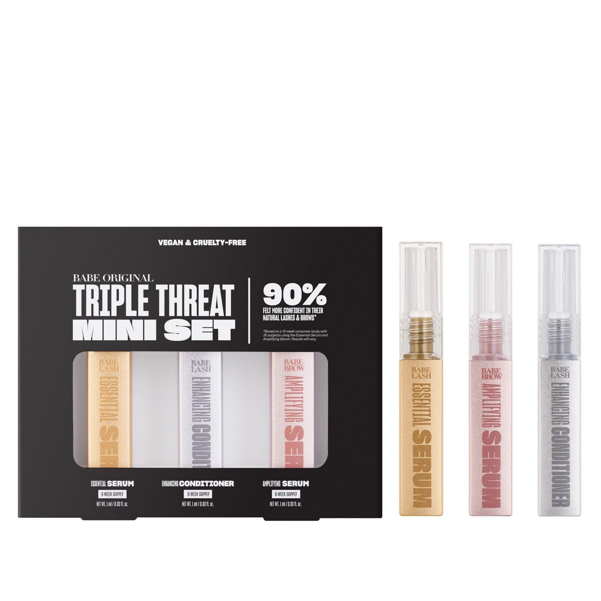Babe Original Triple Threat Mini Set: Lash & Brow Serums - 3 Pack Avelisse