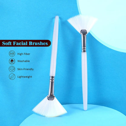 Soft 'N Style Taklon Fan Mask Brush - Acid Applicator for Glycolic Peel & Masques (Size 2, White)