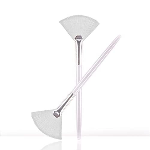 Soft 'N Style Taklon Fan Mask Brush - Acid Applicator for Glycolic Peel & Masques (Size 2, White) - görsel 1