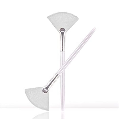 Soft 'N Style Taklon Fan Mask Brush - Acid Applicator for Glycolic Peel & Masques (Size 2, White)