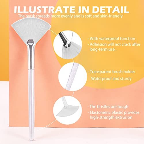 Soft 'N Style Taklon Fan Mask Brush - Acid Applicator for Glycolic Peel & Masques (Size 2, White) - görsel 5
