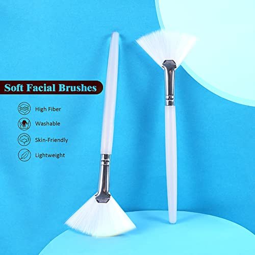 Soft 'N Style Taklon Fan Mask Brush - Acid Applicator for Glycolic Peel & Masques (Size 2, White) - görsel 13