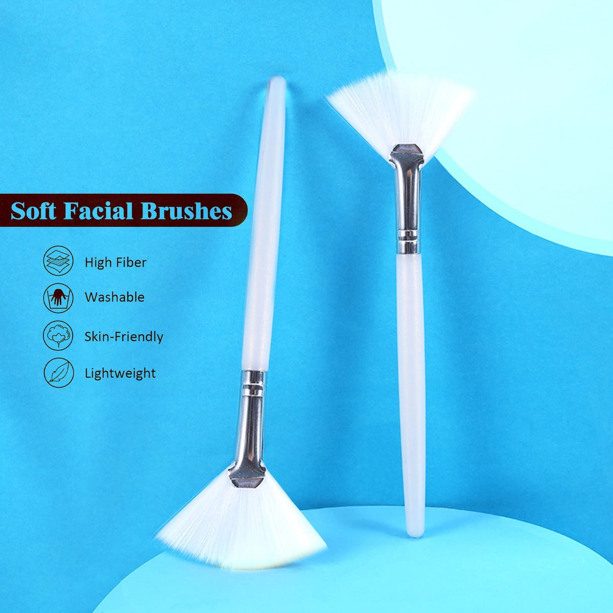 Soft 'N Style Taklon Fan Mask Brush - Acid Applicator for Glycolic Peel & Masques (Size 2, White) - görsel 15