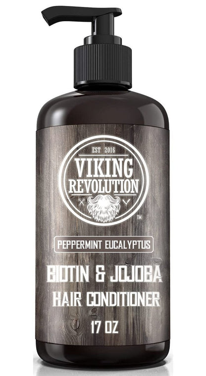 Viking Revolution Biotin Men's Shampoo and Conditioner Set - Eucalyptus & Peppermint Oil Hair Care for Thinning Hair (17 Oz Each) Avelisse