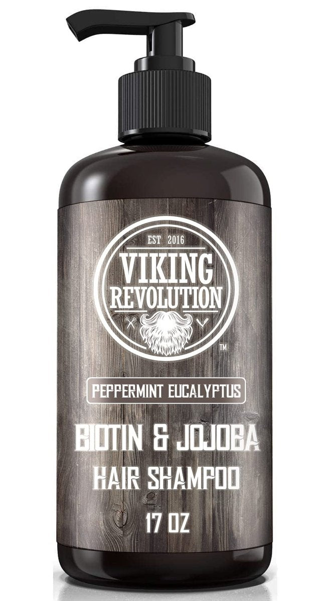 Viking Revolution Biotin Men's Shampoo and Conditioner Set - Eucalyptus & Peppermint Oil Hair Care for Thinning Hair (17 Oz Each) Avelisse