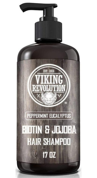 Viking Revolution Biotin Men's Shampoo and Conditioner Set - Eucalyptus & Peppermint Oil Hair Care for Thinning Hair (17 Oz Each) Avelisse