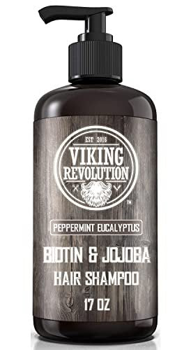 Viking Revolution Biotin Men's Shampoo and Conditioner Set - Eucalyptus & Peppermint Oil Hair Care for Thinning Hair (17 Oz Each) Avelisse