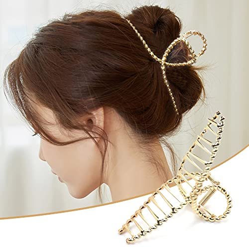 Bphne 3 Pack Metal Hair Clips for Women – 4.5 Inch Large Non Slip Claw Clips with Strong Hold, Heavy Duty Jaw Hair Clamps for Thick Hair (Gold, Silver, Black) - görsel 4
