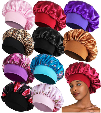 10-Pack Satin Bonnets for Women – Large Braids Bonnet with Wide Band for Sleeping Avelisse