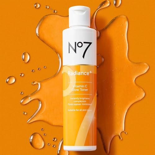 No7 Radiance+ Vitamin C Glow Toner – 2% Vitamin C Complex with Willow Bark & Aloe Vera – AHA Exfoliant for Smoother Skin – Hydrating Face Toner (6.7 fl oz) Avelisse